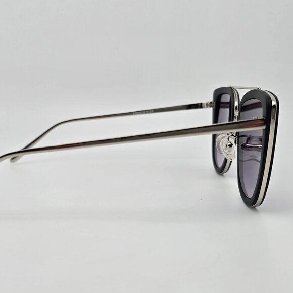 Quay Australia French Kiss Silver Black Frame Smoke Flat Lens Aviator Sunglasses - Picture 7 of 16